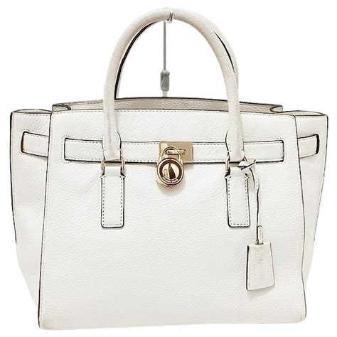 michael kors hamilton purse large leather slotted white